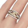 Creative Golden Infinity Love Design Heart Zircon Ring para las mujeres Moda Exquisita Fiesta de compromiso de la boda Joyería Q0708