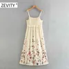 women vintage flower embroidery elastic ruffles sling midi dress chic female crochet patchwork casual slim dresses DS4389 210420