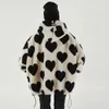 Aolamegs Carino a forma di cuore Stampa Giacca invernale in lana d'agnello Uomo Tasche con coulisse Cerniera con cappuccio High Street Coppia calda Streetwear 210923