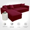 Sofa Cover Spandex Solid Färg Elastisk hörn Slipcover Chair Protector Vardagsrum 1/2/3/4 Seits 210723