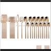 Küche, Esszimmer, Bar, Zuhause, Garten, 24-teiliges Besteckset aus Edelstahl, goldenes Roségold, Gabeln, Messer, Löffel, Teelöffel, Besteck-Set