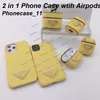 Kampanj Fashion Designer Telefonfodral med AirPods -fallet för iPhone 13 12 11 Pro Max 11Pro XR X XSMAX 7P 8P Samsung S21 Ultra 1377449