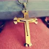 Diamond Pendant Necklace Men's Hip Hop Stainless Steel Cross Necklaces Creative Decorative Gift Supplies