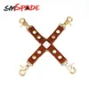 Nxy Adult Toys Smspade 4pcs Bondage Kit Leather Wrist & Ankle Cuffs Sex for Games Slave Dbsm Products Couples 1207