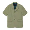 IEFB Casual Short Sleeve Suit Coat For Men Korean Trend Green Blazer Summer Men's Clothing Casual Streetwear Notched Collar 210524