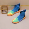 2022 Högkvalitativa Mens Fashion Socks Skor Sneakers Man Höga Toppar Skor Casual Walking Shoe Footwear Höst Blå Grön