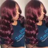 Wigs de renda completa de onda profunda brasileira perucas frontais de cabelo humano resistente ao calor da glueless Red Synthetic Wig para mulheres negras