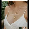 Necklaces & Pendants Drop Delivery 2021 Blingbling Stylish Simple Multi-Layer Double Cross Necklace Original Coin Pendant ! Jewelry Wholesale