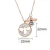 Маленькая пчела подвесной циркон титановый сталь нержавеющая розовая золотая цепь ожерелье мода модных женщин ювелирных изделий подарок