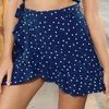 Gonne Multi Dot Print Breve Mini Donne Summer Summer Ruffle Vita Alta Bow Tie Gonna Signore Streetwear Slim Bottoms SAIS 2021