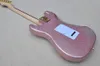 Pink Granule Paint Electric Guitar with Maple neck,White pearl Pickguard,Gold Hardware,Provide customized services