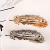 Feather Hair Clip Barrettes Diamond Fashion Silver Gold Headdress Hairpin Spring Clips Bobby Pin for Women Girls