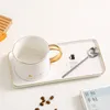 Nordic Ceramic Phnom Penh Kaffekopp och tallrik Set Creative European Luxury Frukost Snack Afternoon Tea Porslin Brickor Set Creative Gifts