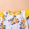 Printemps nouveau-né enfants bébé fille doux vêtements floraux barboteuse jaune combinaison body automne tenues G1221