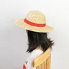 Ampla borda chapéus Luffy chapéu de palha anime desenhos animados cosplay bonés acessórios verão sol amarelo pescoço string para mulheres men2081