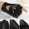 Gants Punk en forme de cœur unisexe, en cuir PU noir, sans doigts, solides, demi-doigt, pour conduire, pour femmes et hommes