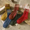 Ladies Winter Fashion Accessories Thickened Warm Rabbit Wool Socks Autumn Japanese Style Stripe Socks for Women