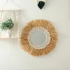 Boho Raffia Cotton Rope Makeup Mirror Home Decor Wall Hanging For Living Room Decoration Bedroom Baby Nursery Gift