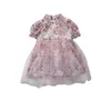Zomer aankomst meisjes mode bloemen jurk kinderen prinses sluier jurken kleding 210528