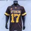 2021 Ny NCAA College Wyoming Jersey 17 Josh Allen Kaffe Vit Storlek S-3XL Vuxen Ungdom All Stitched Broderi
