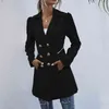 Kvinnors Slim-Fit Overcoat Trench Coat Trench Office Lady Full V-Neck Double Breasted Slim Women Coats 210508