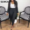 Women Ribbed Cardigan and Drawstring Casual Pants Set Two Piece Solid Fall Suits 210930