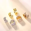 Womens Stud Earrings Crystal three row Diamond classic platinum Zircon Clip Gold silver plated