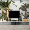 Bakgrundsbilder Custom Self Adhesive Wallpaper 3D Väggmålningar Europeiska Simple Rainforest Plant Banana Leaf Garden Papel de Parede Bakgrund