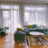 Nordic Triângulo Tule Cortinas Para Quarto Infantil Crianças Janela Drapes Sheer Modern Geometric Bordado Sala de estar Cortina