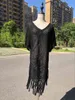 Crochet Knitted Beach Cover up dress Tunic for Pareos Bikini Swim cover Sarong Bathing suit s #Q514 210420