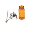 Boîte à pilules en verre de 57MM, bouteille argentée, flacon marron clair avec cuillère en métal, épice, balle, fusée, reniflard