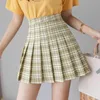 Automne jupes nouveau coréen taille haute Plaid Mini femmes école filles Sexy mignon jupe plissée avec fermeture éclair 210408