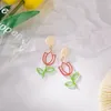 Stadnina słodkie koreańskie akrylowe kolczyki kwiatowe dla kobiet elegancka elegancka biżuteria prezent świąteczny