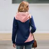 Personligheter Geometrisk Figur Patchwork Drawstring Women Höst Vinter Hoodies Slim Pullovers Casual Sweatshirts Kvinna Toppar 210507