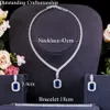 Pera clássico 3 pcs noivado festa de casamento quadrado cristal jóias conjunto mulheres colar brincos bracelete jewellry acessórios j413 h1022