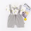 Emmababy Noworodek Kid Baby Boy Outfit Ubrania Bow Romper Kombinezon + Spodnie Dżentelmen 2szt Set Dzieci Odzież 1863 Z2