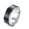 8mm Rotatable Basic Ring for Men Black Stainless Steel Casual Male Stylish Punk Jewelry