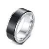 8mm Rotatable Basic Ring for Men Black Casual Male Stylish Punk Jewelry