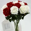 11 pcs Romântico Rosa Flower Artificial DIY Red White Seda Fake para Partido Casa Casamento Decoração Dia dos Namorados 210925