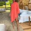 Ladies Dresses One Shoulder Long Sleeve Party Elegant Ruffled Casual Loose Sexy Summer Woman Fashion Streetwear 210520