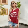 Sommar Mama Bear Fashion Ärmlös Letter Print Kvinnor Tshirt Rund Neck Loose Beach Style Casual Vest Kvinnor Tshirt 210608