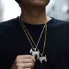 Hip Hop Iced Out Cubic Zircon Bling CZ Goat Pendants & Necklaces For Men Jewelry With Tennis Chain X0509
