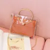 تصميم حقيبة يد الفاخرة المرأة شفاف دلو حقيبة واضح pvc جيلي حقيبة الكتف الصغيرة الإناث سلسلة crossbody رسول