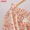 Women Retro Floral Off Shoulder Romantic Blouse Long Sleeve Chic Female Shirt Tops QN32 210416