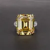 Luxury Big Square Pink Yellow White AAAAA Zicon S925 Sterling Silver Wedding Rings Girls Birthday Stone Jewelry 696 Z235009841848001