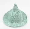 Chapeau Filles Grand Chapeau De Soleil De Paille Pour Enfants Printemps Bébé Tissé À La Main Mode Sorcière Spiky Hat