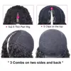 Kinky reto yaki v parte peruca cabelos humanos sem deixar de fora o n￺mero natural 3C 4A Afro Textura HD Wig para mulheres negras 150%de densidade Divawigs