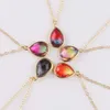 Vattendroppe Crystal Pendant Halsband för kvinnor Druzy Quartz Glass Multicolor Chain Halsband