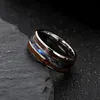 8mm inlay Hawaiiaanse koa hout abalone shell ringen band vinger bruiloft titanium roestvrij stalen ring voor vrouwen mannen mode-sieraden Will en Sandy