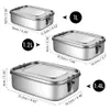 Stainless Steel Lunch Container Bento Food Snack Storage 1000/1200/1400ml Leak-Proof Dinner Box 210709